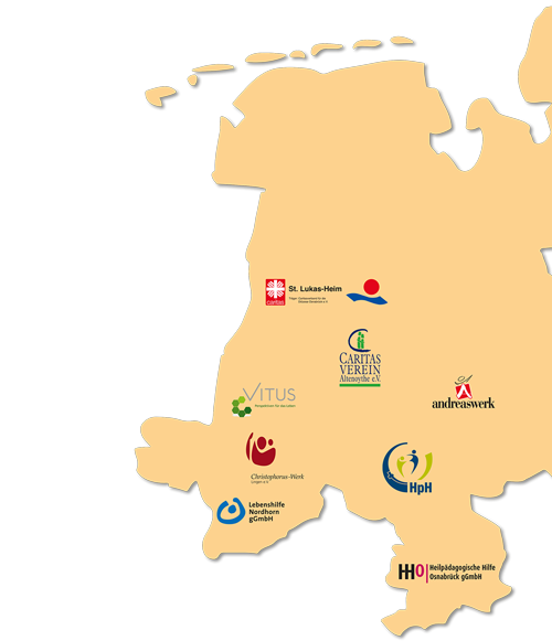 Karte von Norddeutschland mit den Standorten der Netzwerk-Partner